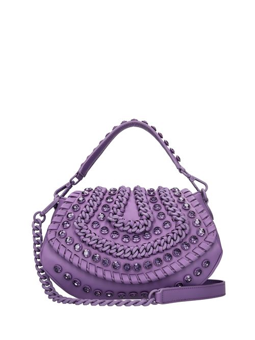 Eco-leather bag, rhinestones and studs LA CARRIE | ANDROMEDA MED.HAND BAGVIOLA